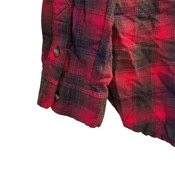 American Eagle Women's Boyfriend Fit Plaid Flannel Shirt Red Size S - Picture 10 of 11